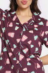 Rosaline Sugar Rush Knit Cotton Pyjama Set - Grape Wine — thumbnail 5